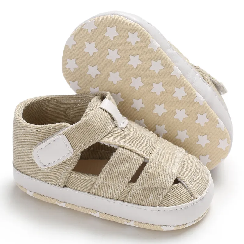 Newborn Boys And Girls Baby Shoes Fashion Canvas Soft Soles First Walking Shoes Breathable Sandals Popular Summer Beach Shoes