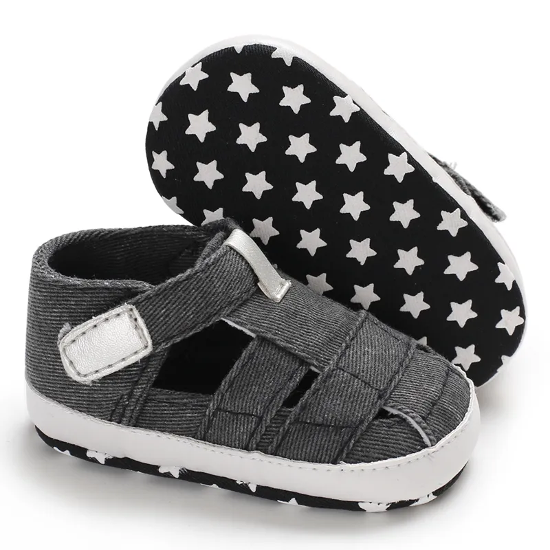 Newborn Boys And Girls Baby Shoes Fashion Canvas Soft Soles First Walking Shoes Breathable Sandals Popular Summer Beach Shoes