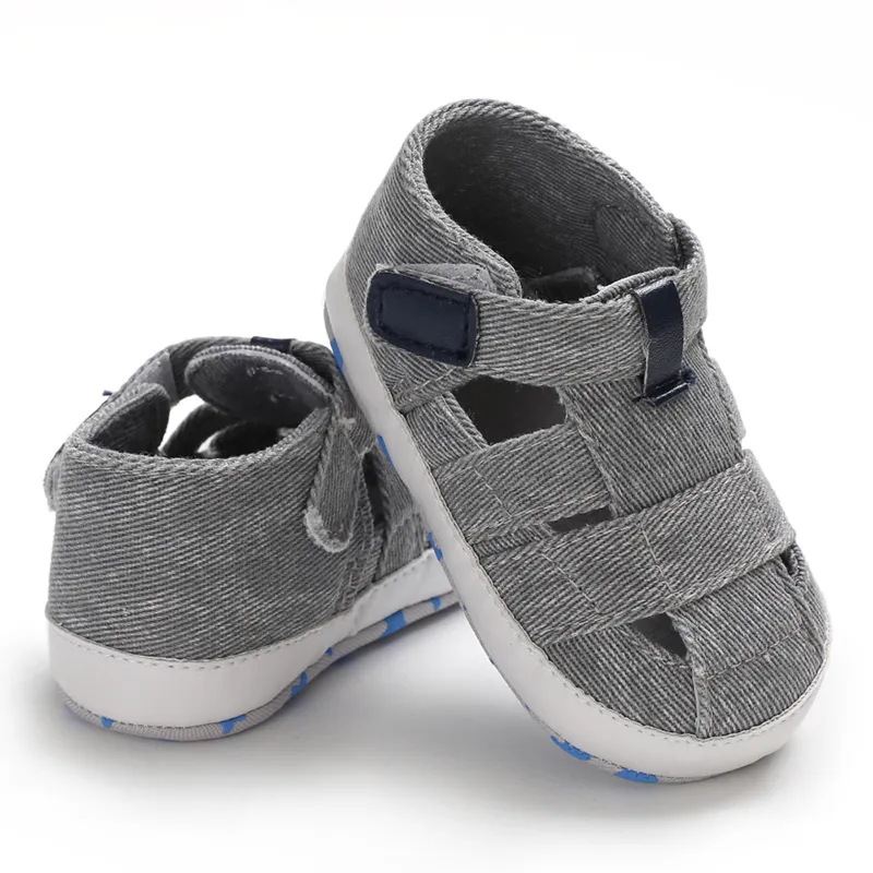 Newborn Boys And Girls Baby Shoes Fashion Canvas Soft Soles First Walking Shoes Breathable Sandals Popular Summer Beach Shoes