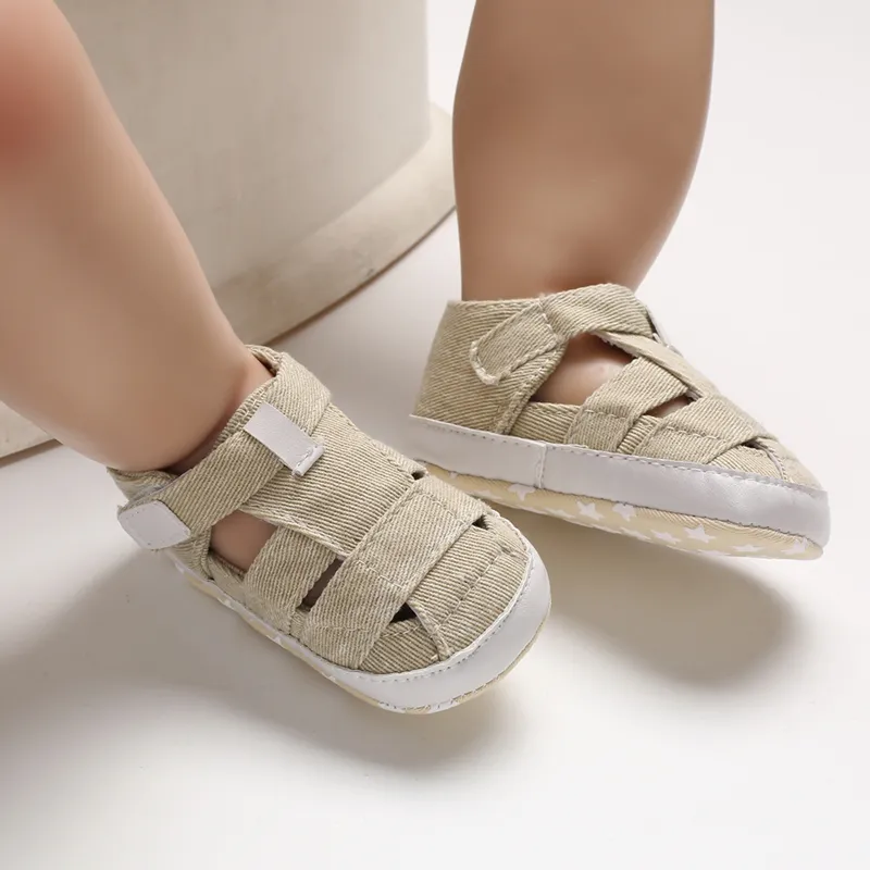 Newborn Boys And Girls Baby Shoes Fashion Canvas Soft Soles First Walking Shoes Breathable Sandals Popular Summer Beach Shoes