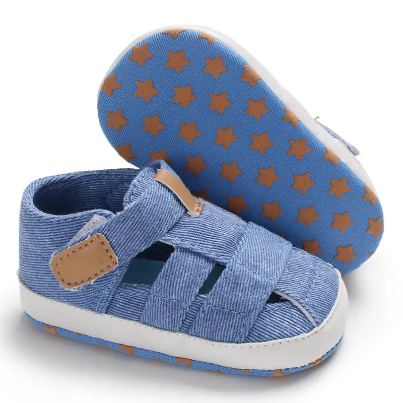 Newborn Boys And Girls Baby Shoes Fashion Canvas Soft Soles First Walking Shoes Breathable Sandals Popular Summer Beach Shoes