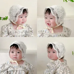 Lace Embroidery Flower Baby Hat Summer Breathable Mesh Infant Girl Bonnet Cap Newborn Photography Props