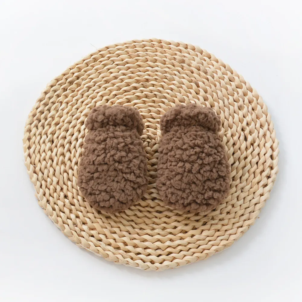 Autumn Winter Thickened Warm Kids Newborn Gloves Mittens Solid Color European Style Anti-scratch Face Gloves for Baby Boy Girls