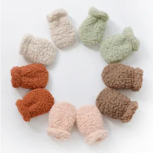 Autumn Winter Thickened Warm Kids Newborn Gloves Mittens Solid Color European Style Anti-scratch Face Gloves for Baby Boy Girls