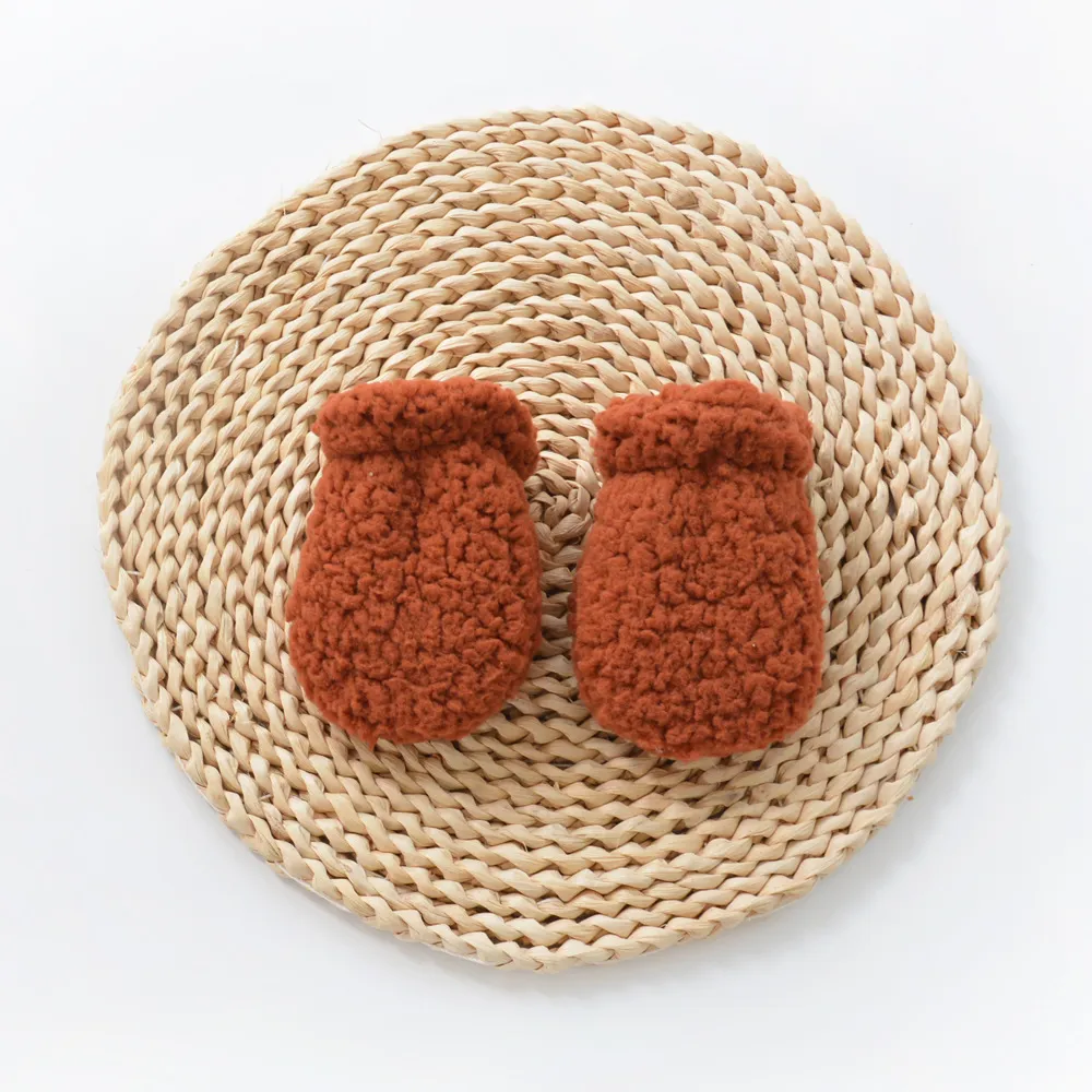 Autumn Winter Thickened Warm Kids Newborn Gloves Mittens Solid Color European Style Anti-scratch Face Gloves for Baby Boy Girls