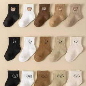 15 Pairs Unisex Baby Socks Mid-Calf Cute Cartoon Short Socks Breathable Comfortable Infant Footwear for Boys And Girls