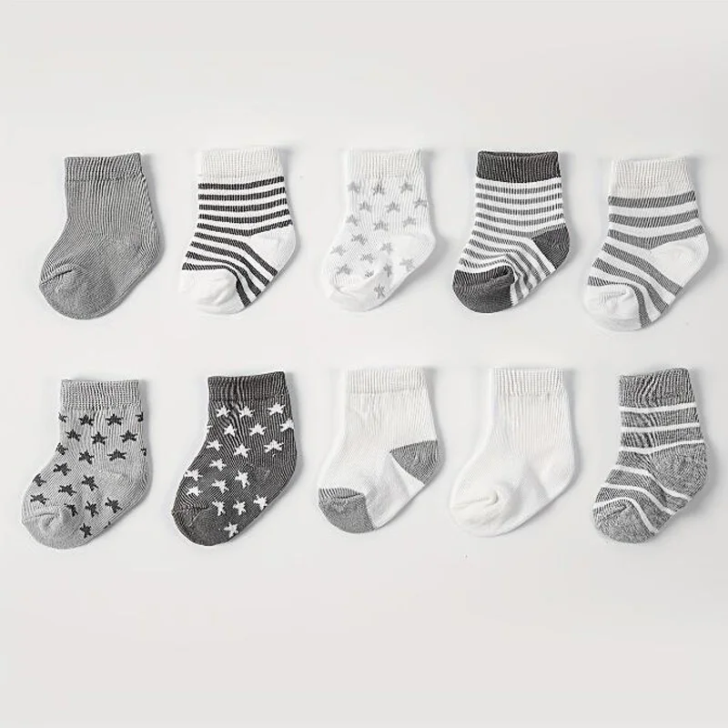 Star Striped Baby Socks – 5 Pair Lot for Everyday Wear