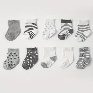 Star Striped Baby Socks – 5 Pair Lot for Everyday Wear