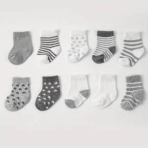 Star Striped Baby Socks – 5 Pair Lot for Everyday Wear