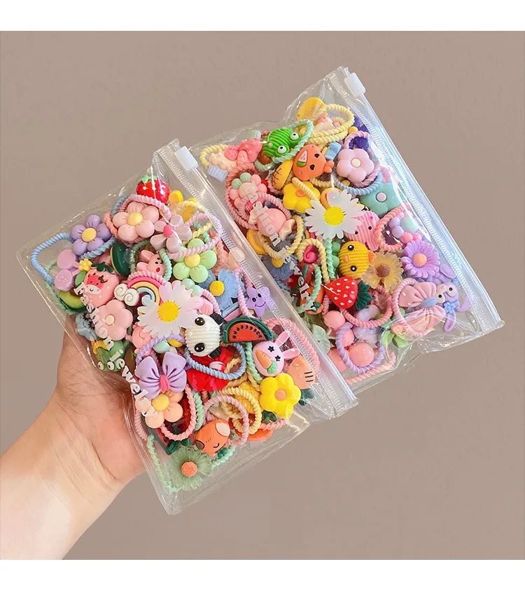 40PCS/10PCS Hair Accessories For Girl Elastic Hair Bands Cute Flowers Style Hair Ring Children Birthday Party Headdress Headwear