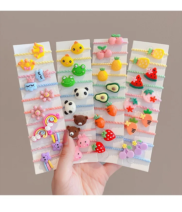 40PCS/10PCS Hair Accessories For Girl Elastic Hair Bands Cute Flowers Style Hair Ring Children Birthday Party Headdress Headwear