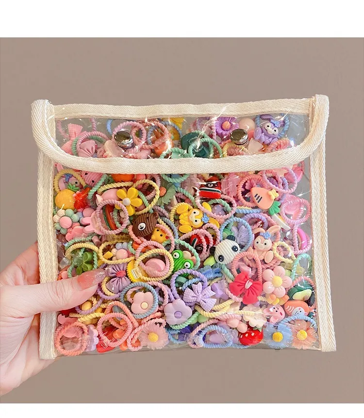 40PCS/10PCS Hair Accessories For Girl Elastic Hair Bands Cute Flowers Style Hair Ring Children Birthday Party Headdress Headwear