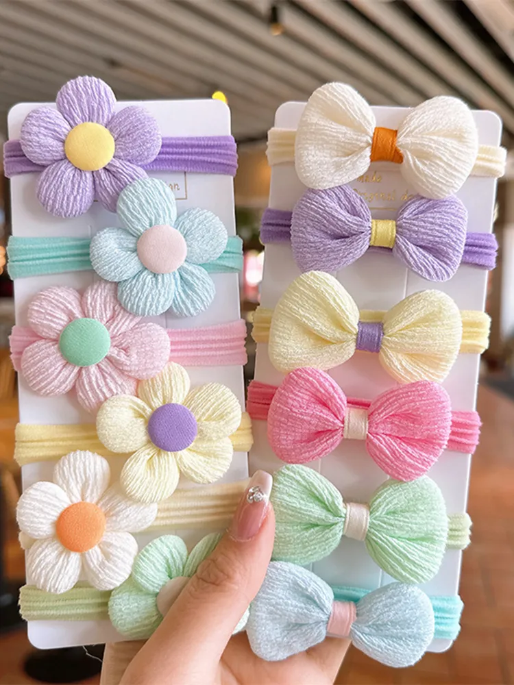 20PCS 10PCS Hair Accessories For Girl Elastic Hair Bands Flowers Style Hair Ring Children Birthday Party Headdress Headwear