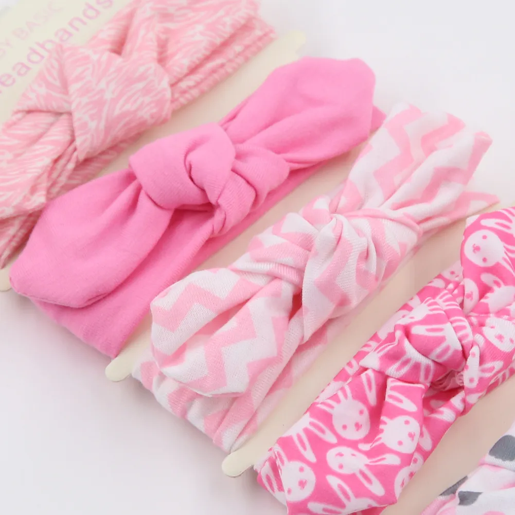 5Pcs/Lot Rabbit Ear Baby Headbands For Newborn Boys Girls Cotton Elastic Hair Bands Kids Hair Tie Bows Knot Headwraps Headwear