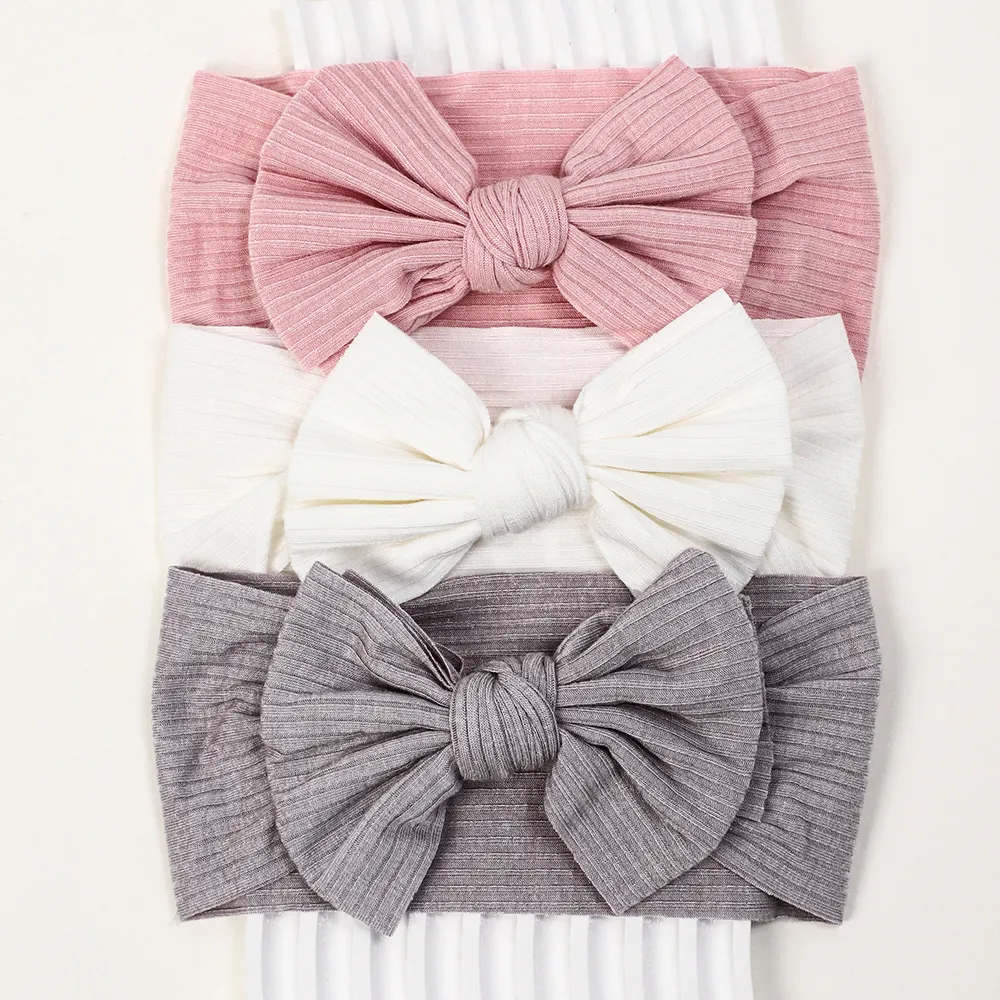 3Pcs/Lot Knit Baby Headband Bow Newborn Elastic Soft Nylon Headbands For Baby Girl Turban Infant Hair Accessories Kids Headwear
