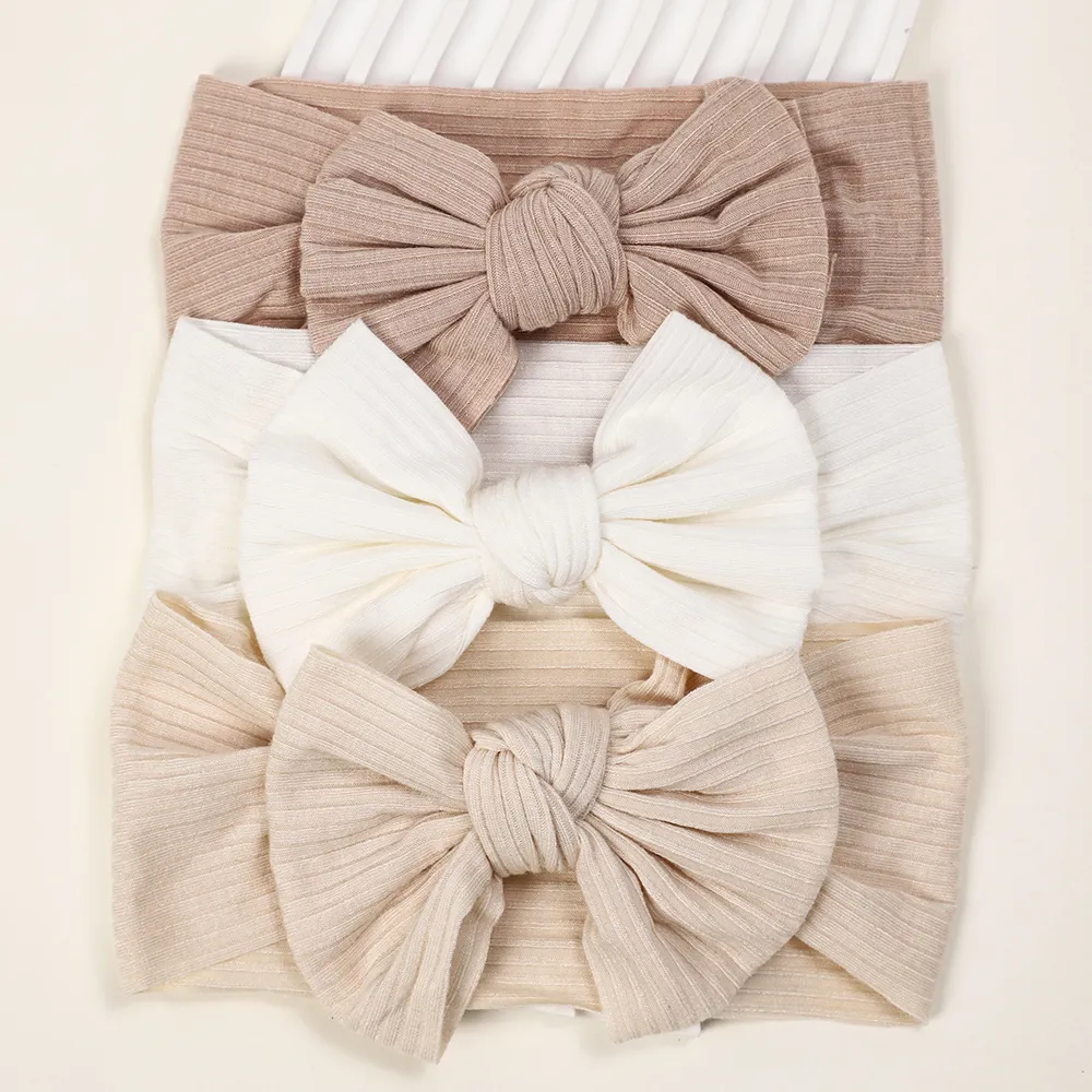 3Pcs/Lot Knit Baby Headband Bow Newborn Elastic Soft Nylon Headbands For Baby Girl Turban Infant Hair Accessories Kids Headwear