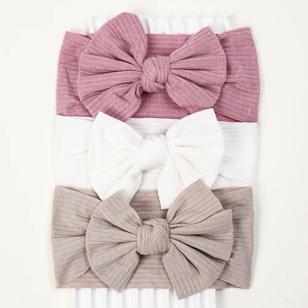 3Pcs/Lot Knit Baby Headband Bow Newborn Elastic Soft Nylon Headbands For Baby Girl Turban Infant Hair Accessories Kids Headwear