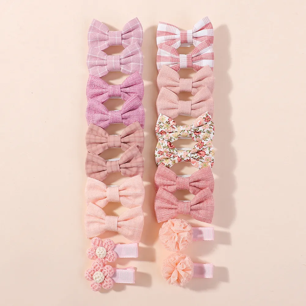 20pcs/set Lovely Kids Bows Hair Clips for Girls Barrette Boutique Full Coverage Fabric Children's Headwear Baby Hair Accessories