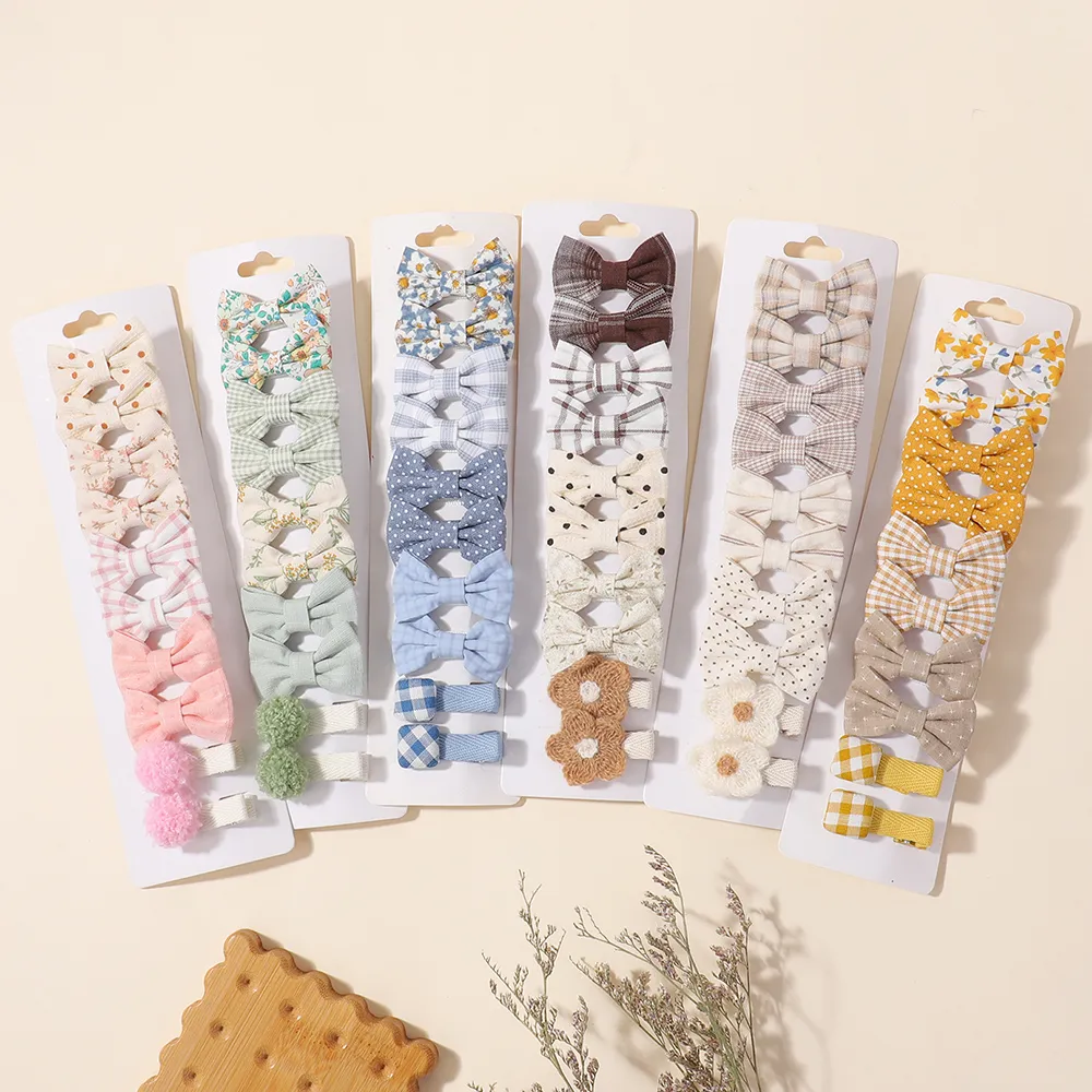 20pcs/set Lovely Kids Bows Hair Clips for Girls Barrette Boutique Full Coverage Fabric Children's Headwear Baby Hair Accessories