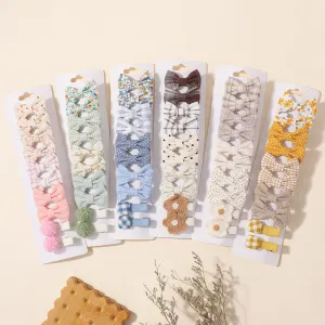 20pcs/set Lovely Kids Bows Hair Clips for Girls Barrette Boutique Full Coverage Fabric Children's Headwear Baby Hair Accessories