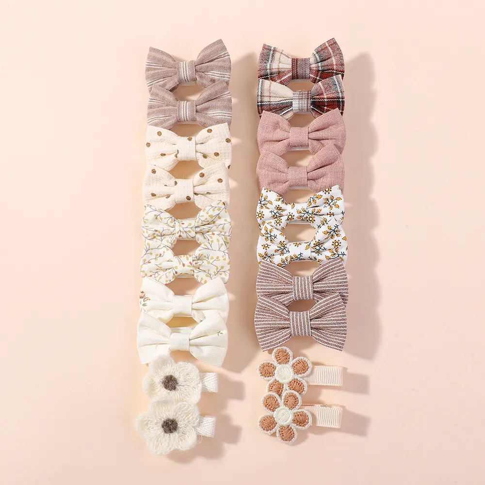 20pcs/set Lovely Kids Bows Hair Clips for Girls Barrette Boutique Full Coverage Fabric Children's Headwear Baby Hair Accessories
