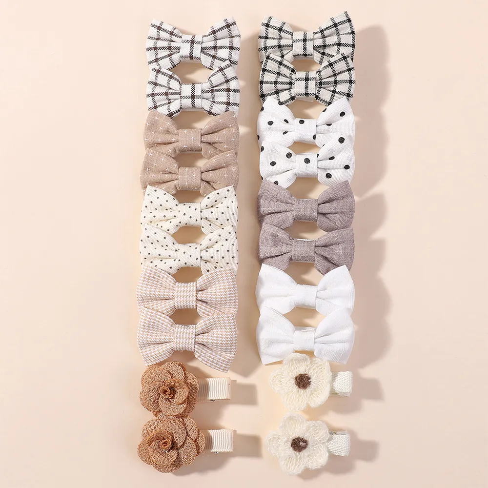 20pcs/set Lovely Kids Bows Hair Clips for Girls Barrette Boutique Full Coverage Fabric Children's Headwear Baby Hair Accessories