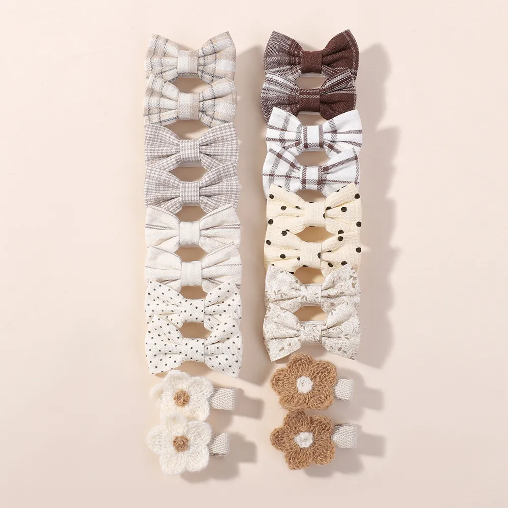 20pcs/set Lovely Kids Bows Hair Clips for Girls Barrette Boutique Full Coverage Fabric Children's Headwear Baby Hair Accessories