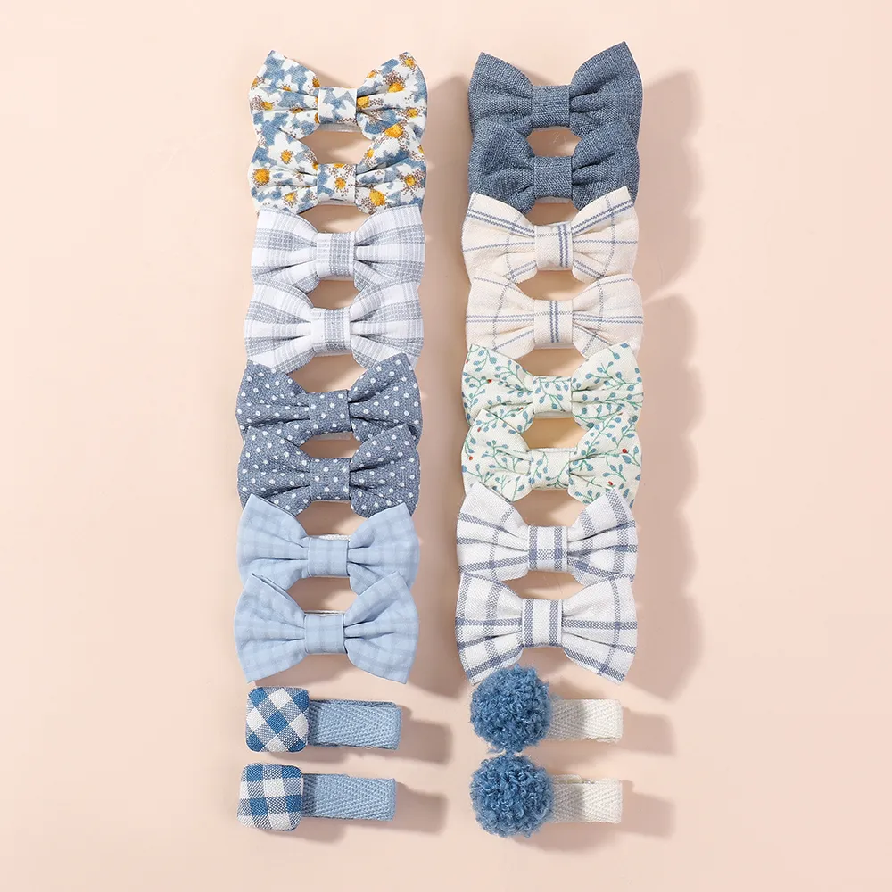20pcs/set Lovely Kids Bows Hair Clips for Girls Barrette Boutique Full Coverage Fabric Children's Headwear Baby Hair Accessories