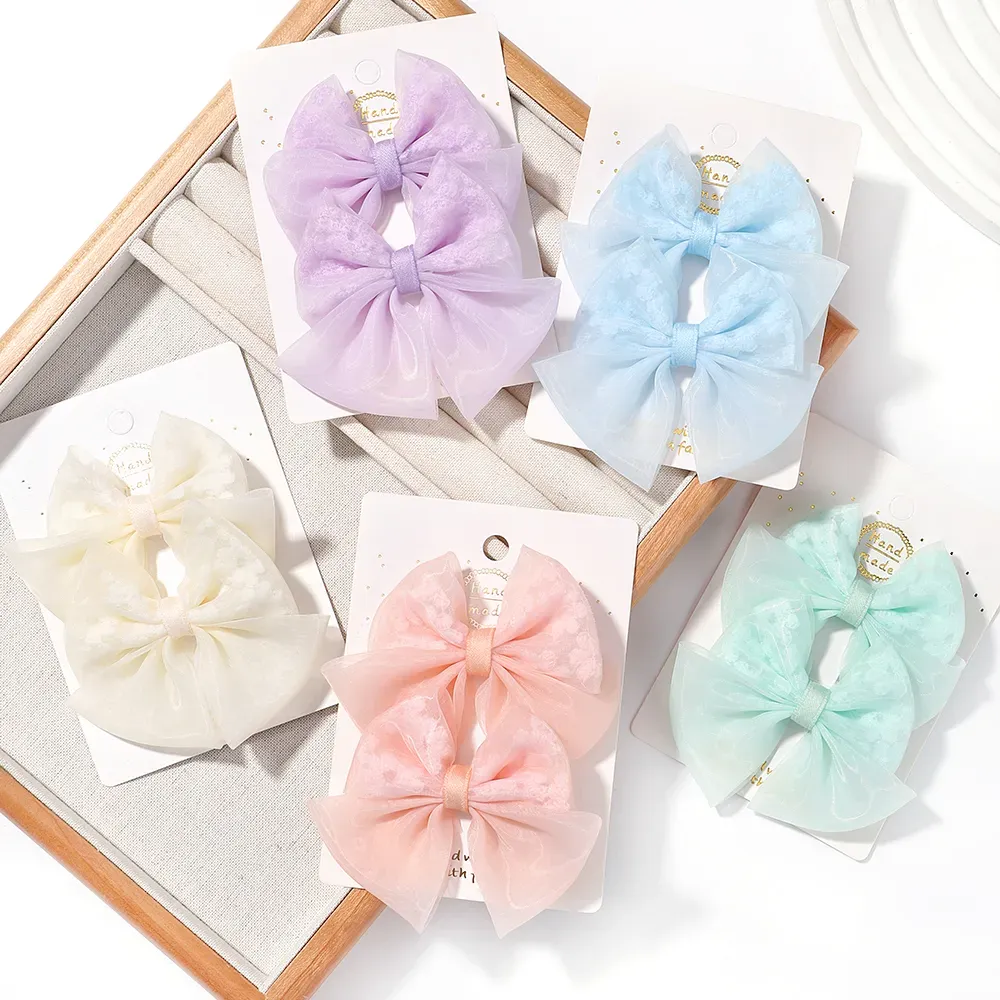 2Pcs/lot Baby Mini Hair Bows Hair Clips Cotton Soft Hairpin for Girl Cheer Bowknot Barrettes Children Headwear Hair Accessories