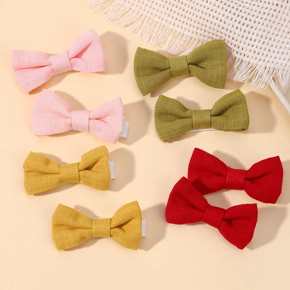 2Pcs/lot Baby Mini Hair Bows Hair Clips Cotton Soft Hairpin for Girl Cheer Bowknot Barrettes Children Headwear Hair Accessories