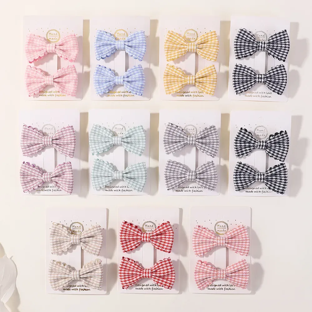 2Pcs/lot Baby Mini Hair Bows Hair Clips Cotton Soft Hairpin for Girl Cheer Bowknot Barrettes Children Headwear Hair Accessories
