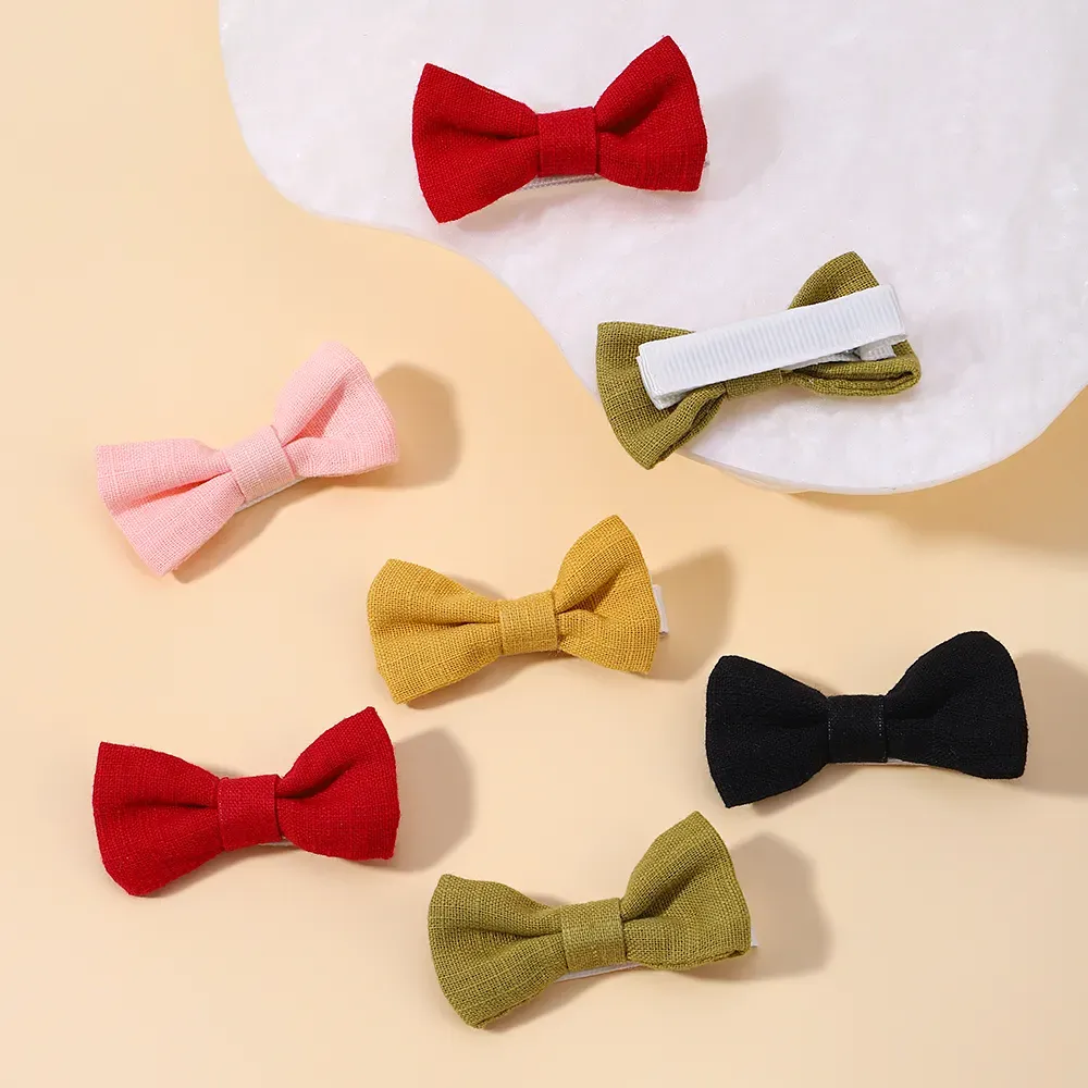 2Pcs/lot Baby Mini Hair Bows Hair Clips Cotton Soft Hairpin for Girl Cheer Bowknot Barrettes Children Headwear Hair Accessories