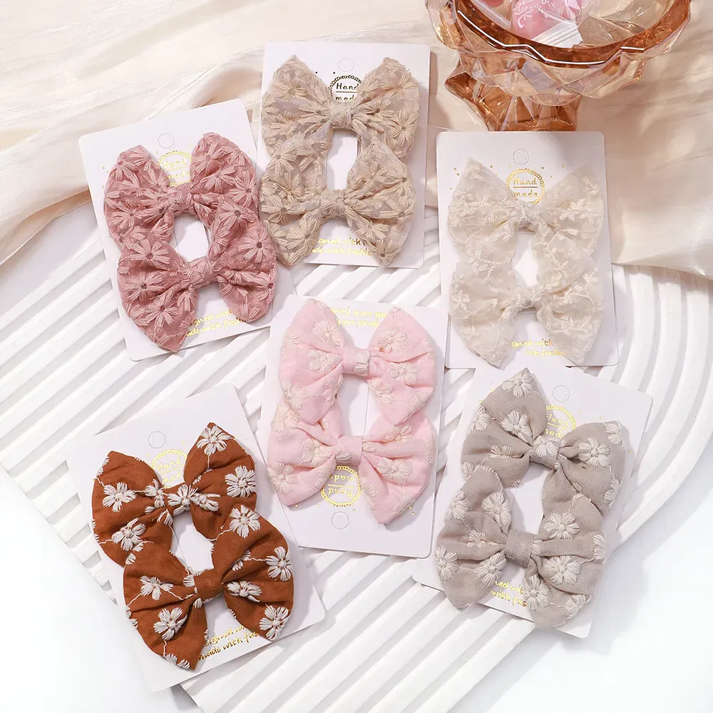 2Pcs/lot Baby Mini Hair Bows Hair Clips Cotton Soft Hairpin for Girl Cheer Bowknot Barrettes Children Headwear Hair Accessories