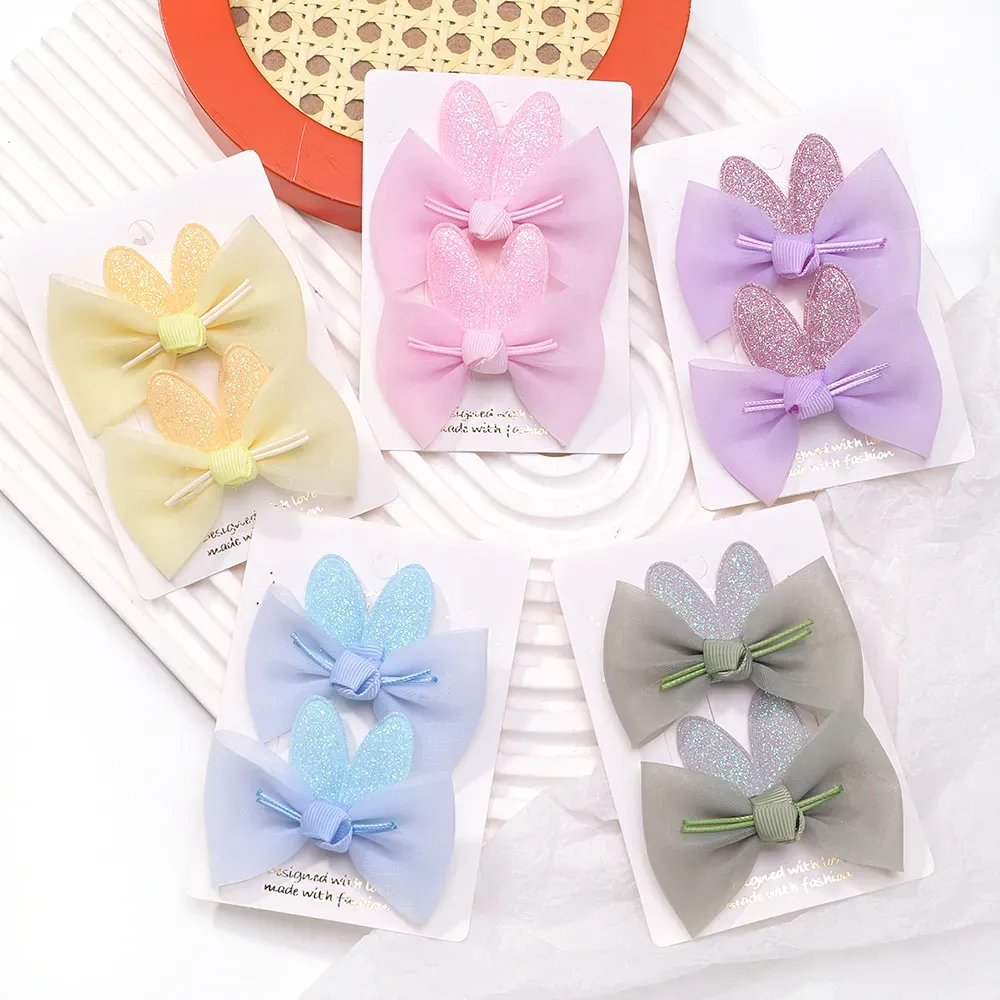 2Pcs/lot Baby Mini Hair Bows Hair Clips Cotton Soft Hairpin for Girl Cheer Bowknot Barrettes Children Headwear Hair Accessories