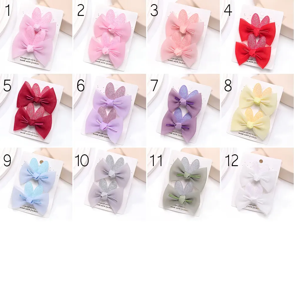 2Pcs/lot Baby Mini Hair Bows Hair Clips Cotton Soft Hairpin for Girl Cheer Bowknot Barrettes Children Headwear Hair Accessories