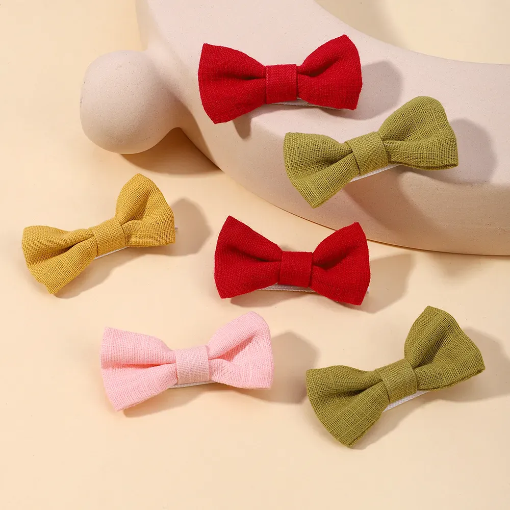 2Pcs/lot Baby Mini Hair Bows Hair Clips Cotton Soft Hairpin for Girl Cheer Bowknot Barrettes Children Headwear Hair Accessories