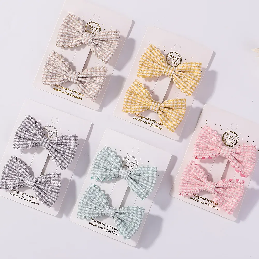 2Pcs/lot Baby Mini Hair Bows Hair Clips Cotton Soft Hairpin for Girl Cheer Bowknot Barrettes Children Headwear Hair Accessories