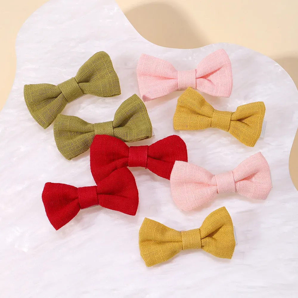 2Pcs/lot Baby Mini Hair Bows Hair Clips Cotton Soft Hairpin for Girl Cheer Bowknot Barrettes Children Headwear Hair Accessories
