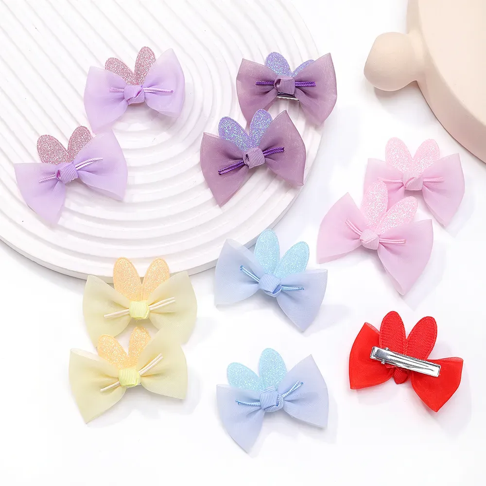 2Pcs/lot Baby Mini Hair Bows Hair Clips Cotton Soft Hairpin for Girl Cheer Bowknot Barrettes Children Headwear Hair Accessories