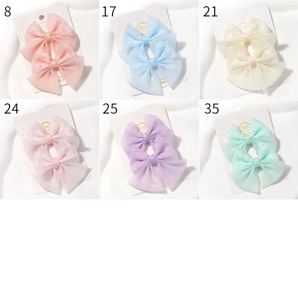 2Pcs/lot Baby Mini Hair Bows Hair Clips Cotton Soft Hairpin for Girl Cheer Bowknot Barrettes Children Headwear Hair Accessories