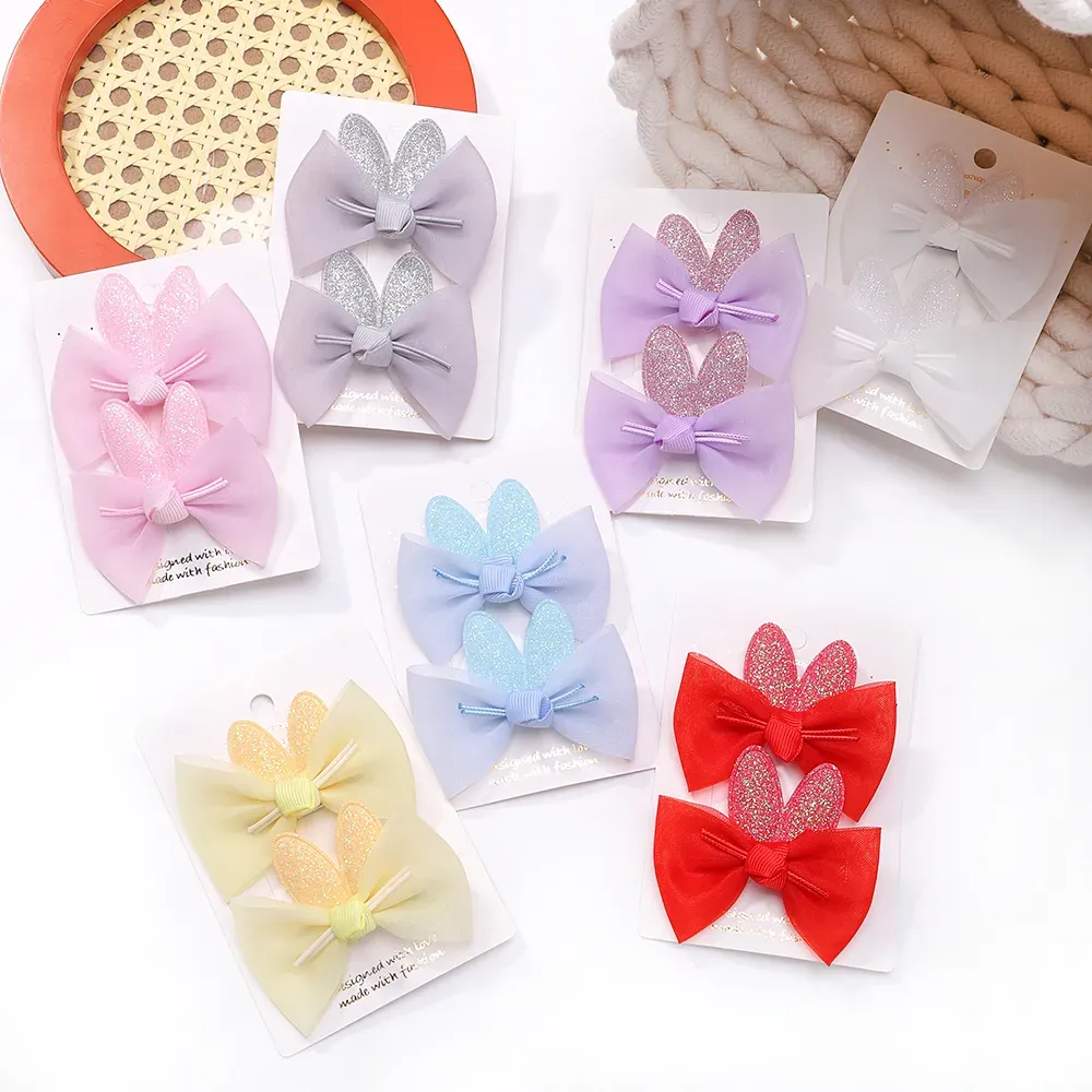 2Pcs/lot Baby Mini Hair Bows Hair Clips Cotton Soft Hairpin for Girl Cheer Bowknot Barrettes Children Headwear Hair Accessories
