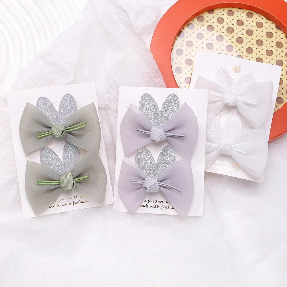 2Pcs/lot Baby Mini Hair Bows Hair Clips Cotton Soft Hairpin for Girl Cheer Bowknot Barrettes Children Headwear Hair Accessories