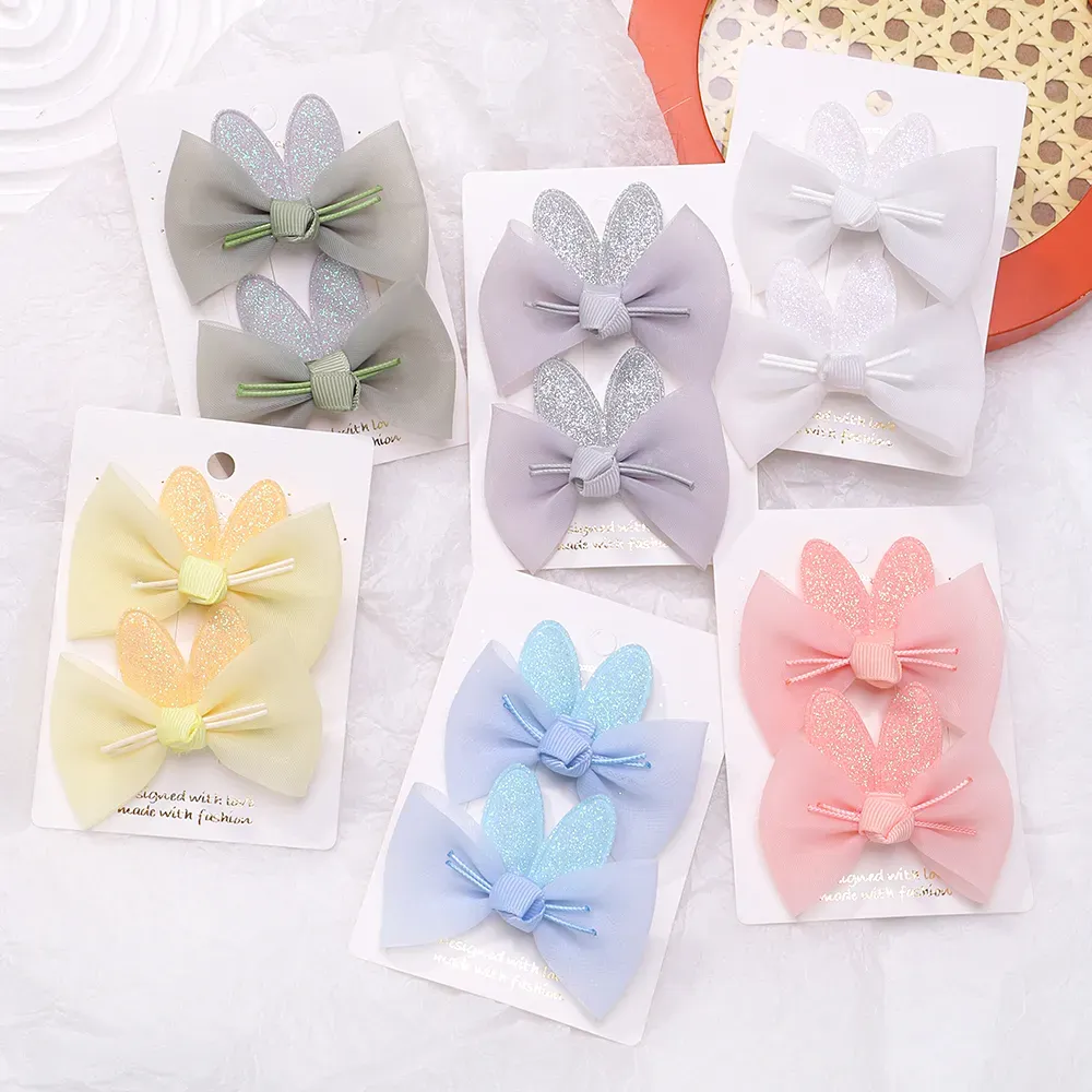 2Pcs/lot Baby Mini Hair Bows Hair Clips Cotton Soft Hairpin for Girl Cheer Bowknot Barrettes Children Headwear Hair Accessories