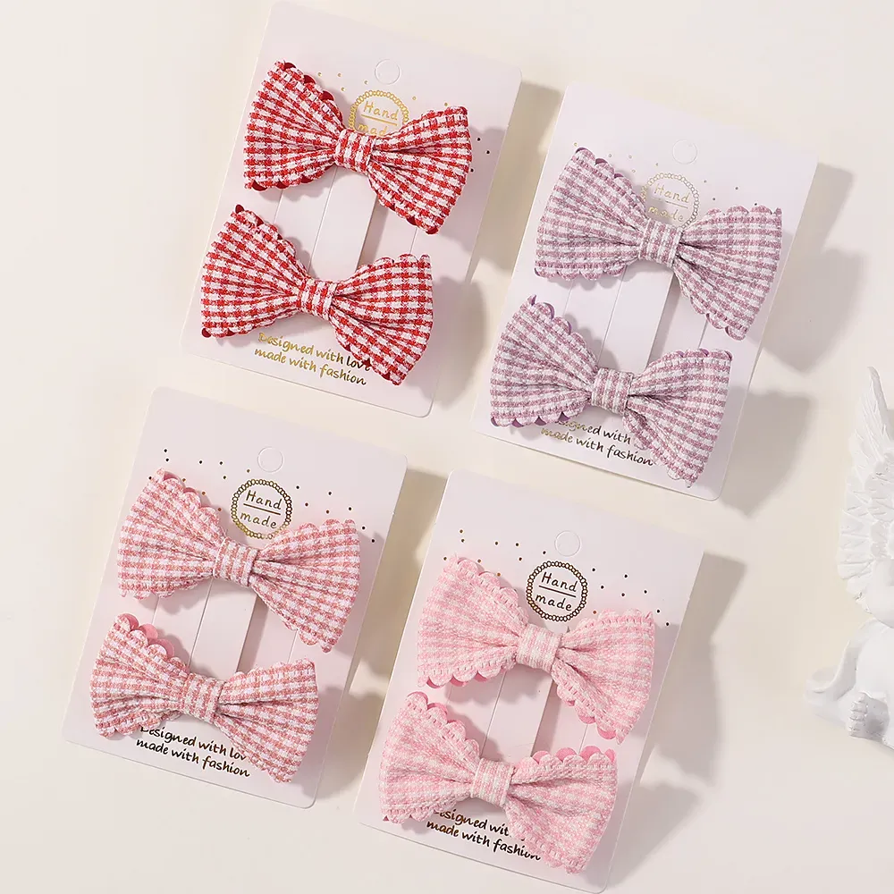 2Pcs/lot Baby Mini Hair Bows Hair Clips Cotton Soft Hairpin for Girl Cheer Bowknot Barrettes Children Headwear Hair Accessories