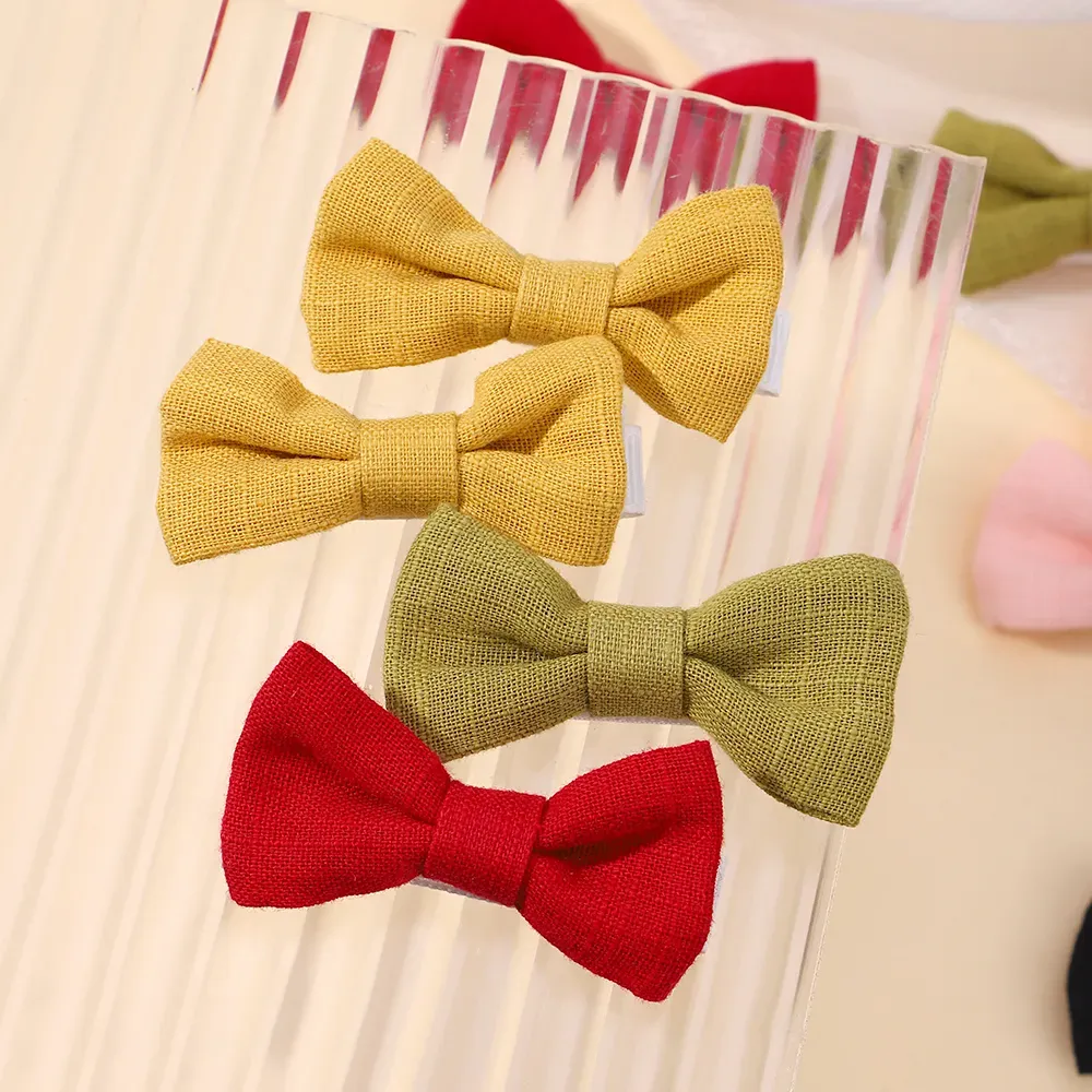 2Pcs/lot Baby Mini Hair Bows Hair Clips Cotton Soft Hairpin for Girl Cheer Bowknot Barrettes Children Headwear Hair Accessories