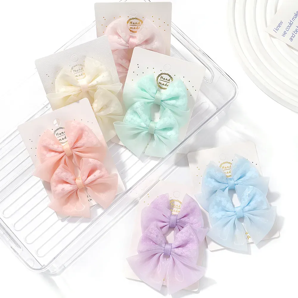 2Pcs/lot Baby Mini Hair Bows Hair Clips Cotton Soft Hairpin for Girl Cheer Bowknot Barrettes Children Headwear Hair Accessories