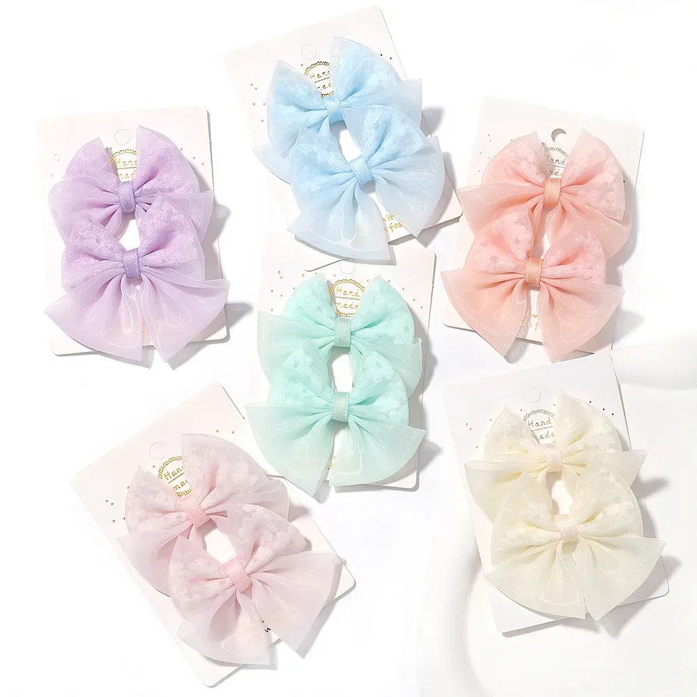 2Pcs/lot Baby Mini Hair Bows Hair Clips Cotton Soft Hairpin for Girl Cheer Bowknot Barrettes Children Headwear Hair Accessories