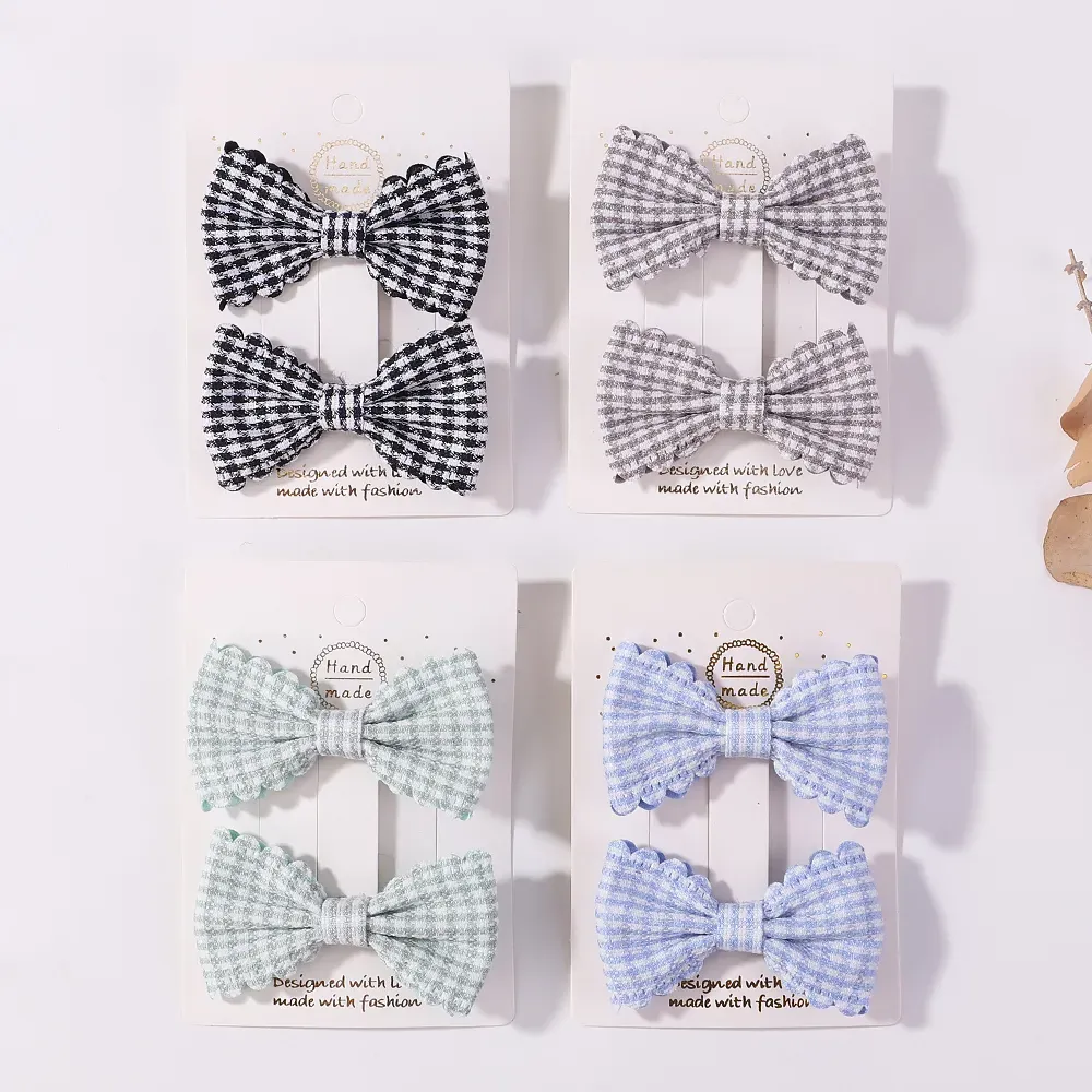2Pcs/lot Baby Mini Hair Bows Hair Clips Cotton Soft Hairpin for Girl Cheer Bowknot Barrettes Children Headwear Hair Accessories