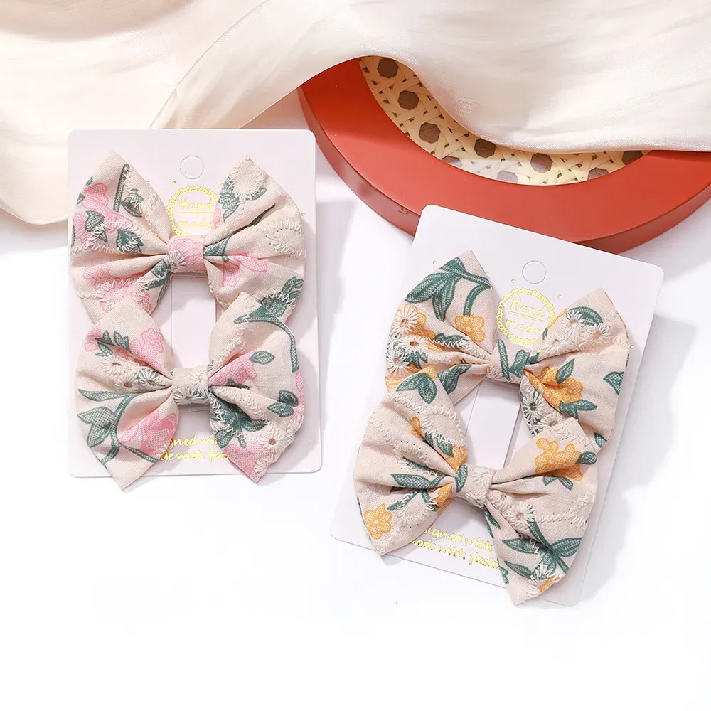 2Pcs/lot Baby Mini Hair Bows Hair Clips Cotton Soft Hairpin for Girl Cheer Bowknot Barrettes Children Headwear Hair Accessories