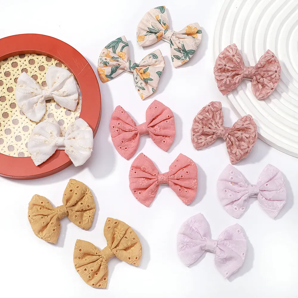 2Pcs/lot Baby Mini Hair Bows Hair Clips Cotton Soft Hairpin for Girl Cheer Bowknot Barrettes Children Headwear Hair Accessories